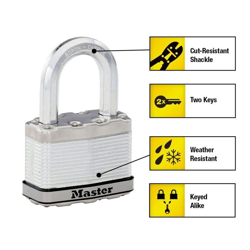 Master Lock M15XTLF Magnum Heavy Duty Outdoor Padlock with Key, 2 Pack Keyed-Alike - Image 2